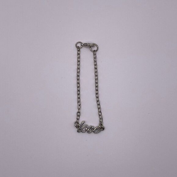 Macy's Women's Cursive Script Love Silver Bracelet - Picture 8 of 12